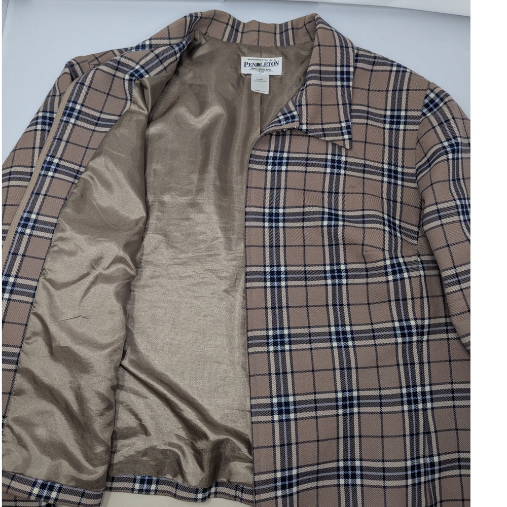 Pendleton Women Plaid Jacket 100 Virgin‎ Wool Lined Zip Front USA